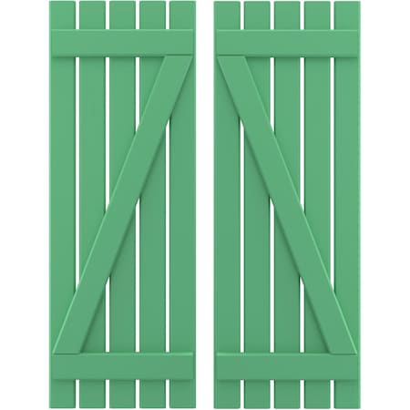 Americraft 5-Board (2 Batten) Wood Spaced Board-n-Batten Shutters W/ Z-Bar, ARW102SB519X77LPH